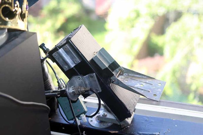 Antenna Mount in stowed position, up side down.