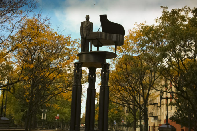 Statue of Duke Ellington on Fifth Avenue and 110th Street.