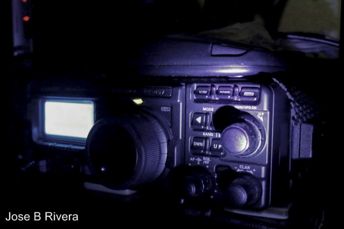 Used a small LED light in a darken room to take this photo of my Yaesu FT-897D