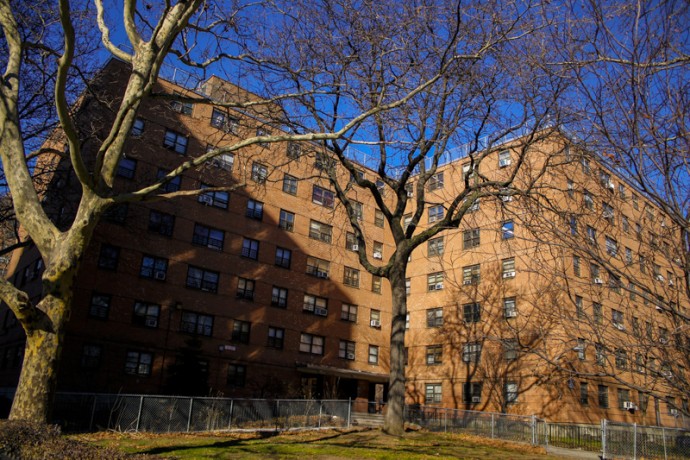 Jefferson Houses on a clear and cold day. Taken at East 112th Street and Second Avenue.