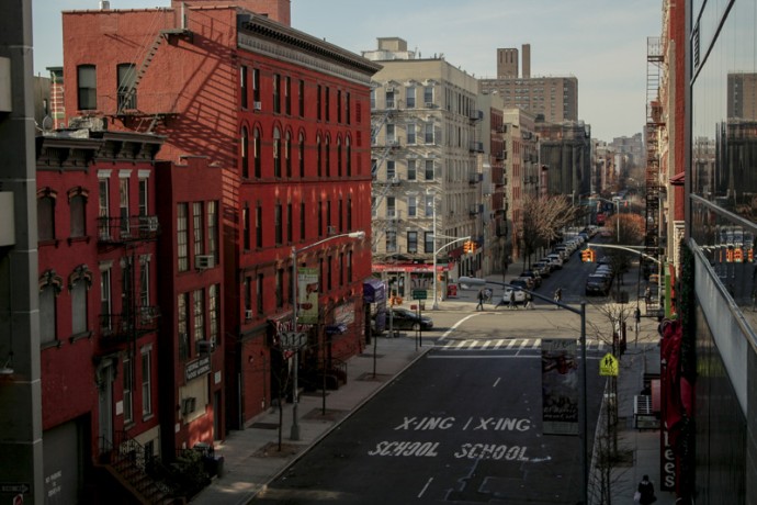 Looking West down East 117th Street from the East River Plaza Mall.