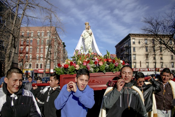 Our Lady of Mt Carmel Procession down Pleasant Avenue near East 116th Street.