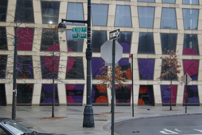 The colorful windows of the building at East 110th Street and Fifth Avenue.
