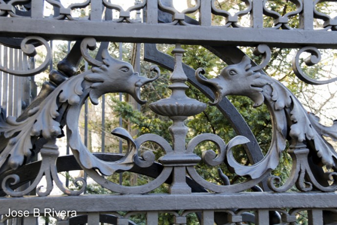 Close up of part of the gate which leads to the 'Garden'.