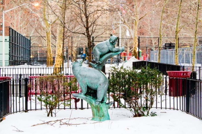 Playful bears at East 104th Street between Park and Madison Avenues.