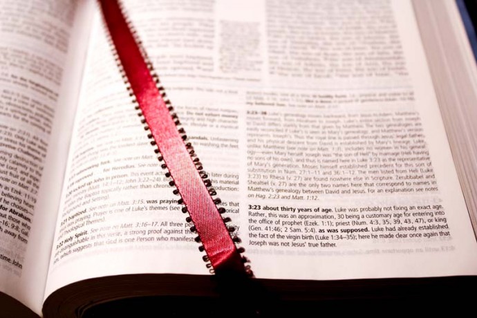 Bible, Luke passage closeup