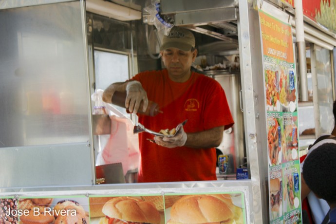 This is Mikey, who runs the food truck on East 97th Street near Second Avenue and by the side of Metropolitan Hospital Center.