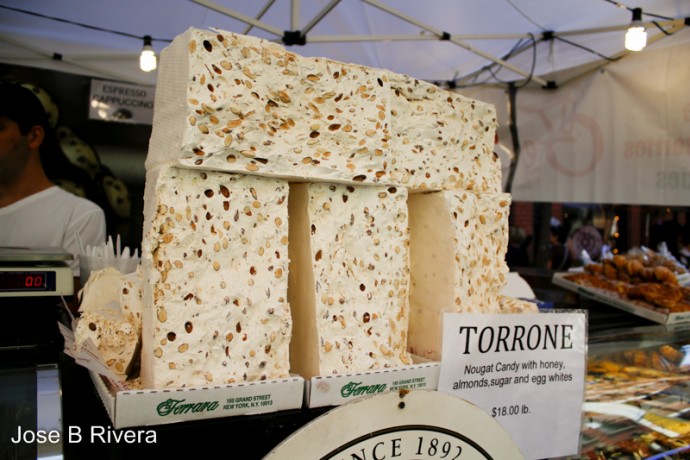 Huge Torrone chunks in Little Italy. Pricey at $100 or more per chunk.