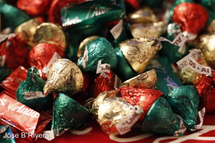 Macro photo of Hershey's kisses.