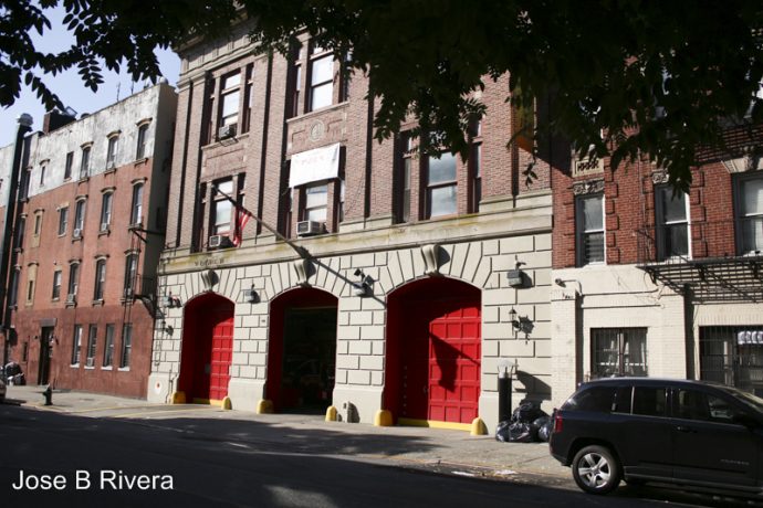 Early morning photo of the Firehouse on East 111th Street near the corner of Second