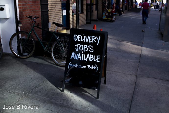 Job sign on East 105th Street and Second Avenue.