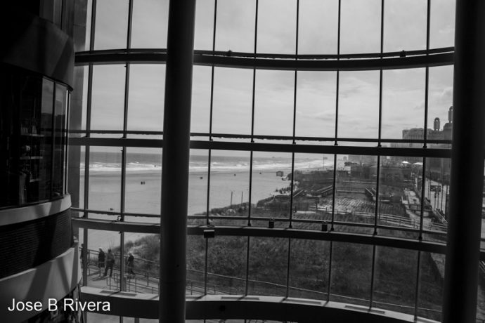 Atlantic City Beach through a window.