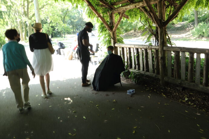 Central Park Hair Cut during Covid. A time when no barbershop were allowed to operate. 2020_06_17_111008