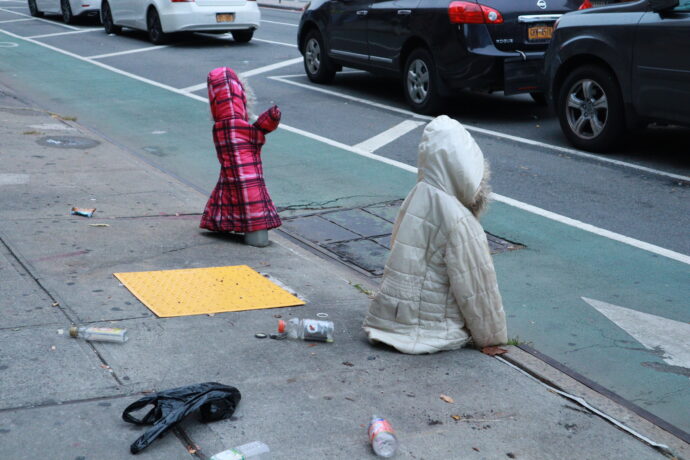 Hydrant Coats left on the street for anyone to take.