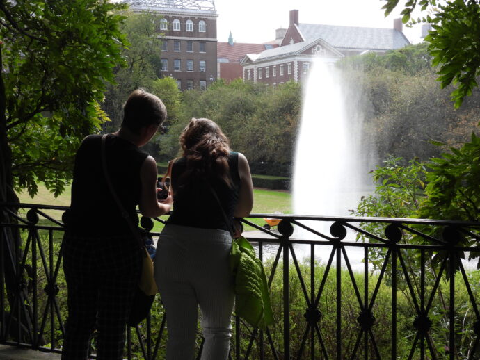 Couple near water Fountain in Central Park