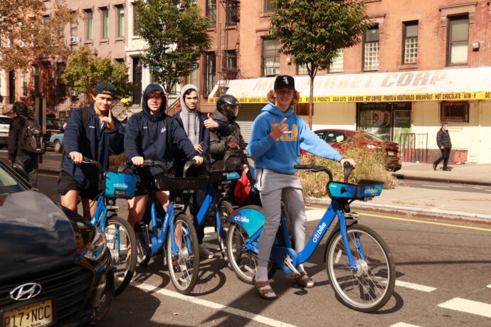 Bicyclist on East 106th Street and Lexington Avenue.