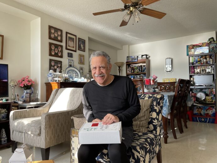 Me opening a Valentines Gift from my wife.